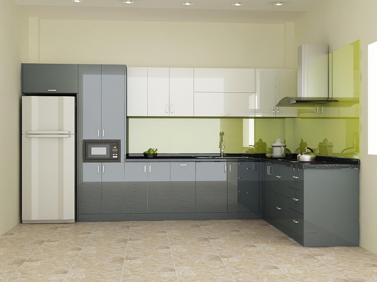 Tủ bếp Acrylic không đường line
