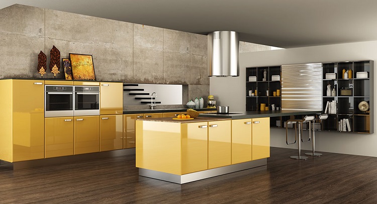 Tủ bếp Acrylic với tông màu nổi bật